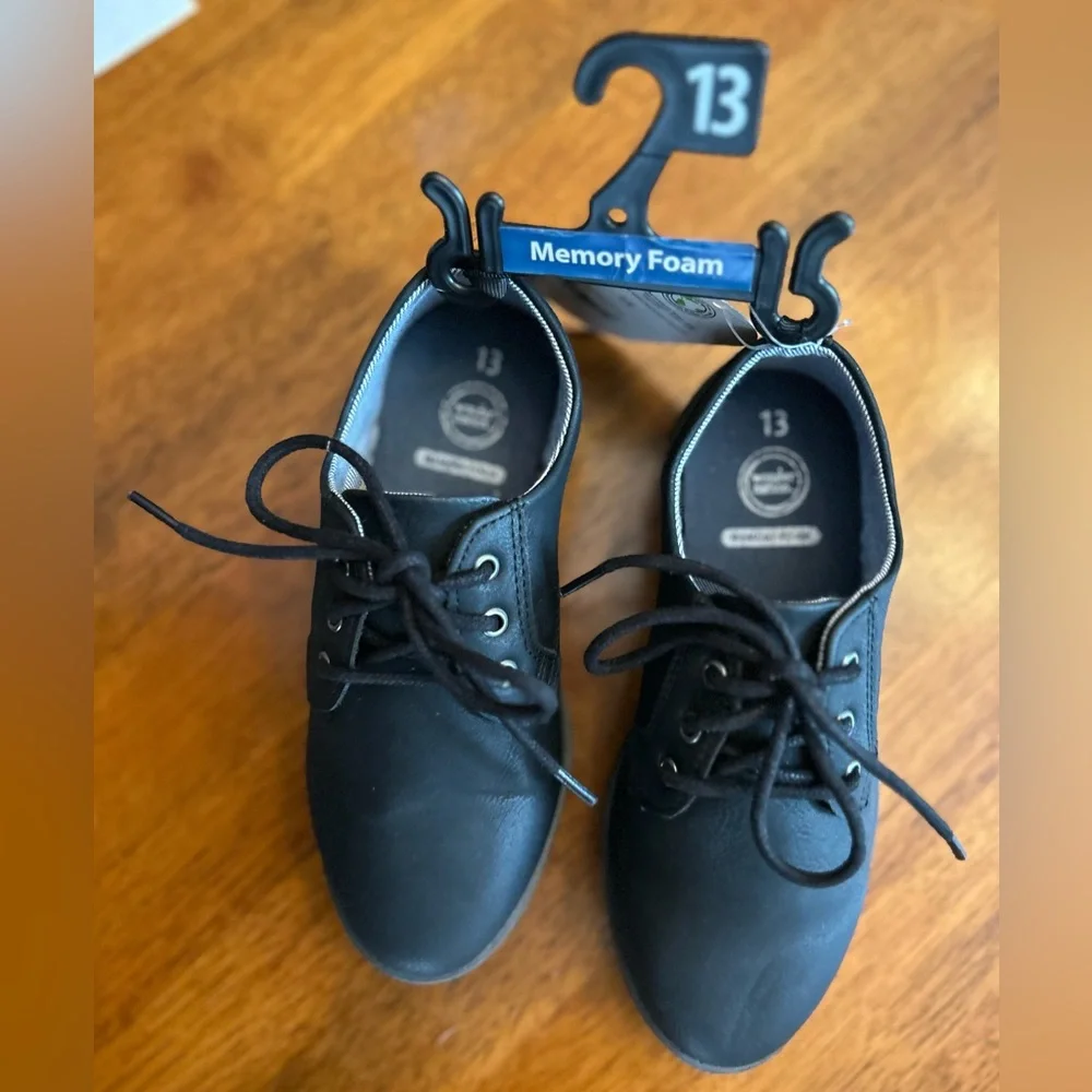 Black Oxford Dress Shoes | Boys Size 13 | NWT | Memory Foam | Wonder Nation